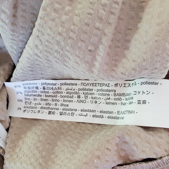 New Zara Textured Linen Blend V-Neck Sleeveless Belted Tan Jumpsuit NWT Size M - Picture 15 of 16